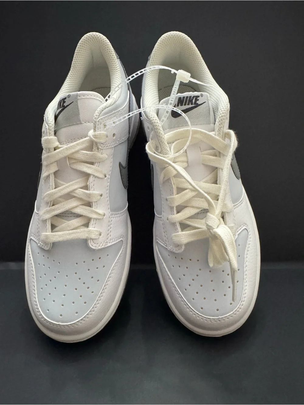 Nike Dunk Low GS “Reflective Swoosh White” Grey Sneakers FV0365 100 Size 4.5Y/6W